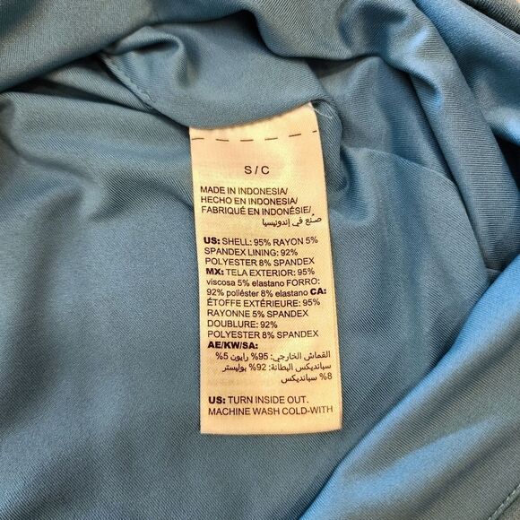 WHBM Sleeveless Silver Tone Metal Bar Hardware Top Tank Small Blue - Picture 6 of 8